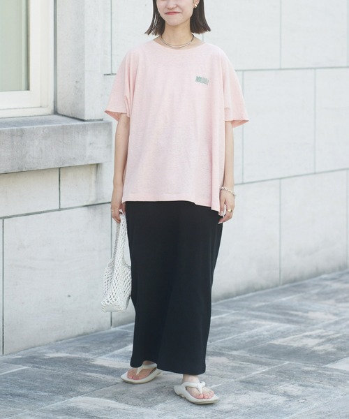 CIAOPANIC TYPY（チャオパニックティピー）の「綿麻バックプリントBIGTEE（Tシャツ/カットソー・レディース・チャコールグレー/オフホワイト/ピンク・ONE SIZE）」の15枚目の写真