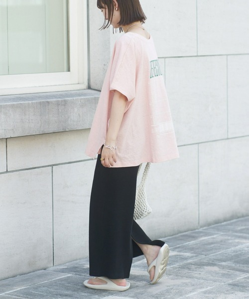 CIAOPANIC TYPY（チャオパニックティピー）の「綿麻バックプリントBIGTEE（Tシャツ/カットソー・レディース・チャコールグレー/オフホワイト/ピンク・ONE SIZE）」の17枚目の写真