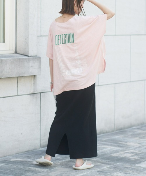 CIAOPANIC TYPY（チャオパニックティピー）の「綿麻バックプリントBIGTEE（Tシャツ/カットソー・レディース・チャコールグレー/オフホワイト/ピンク・ONE SIZE）」の18枚目の写真