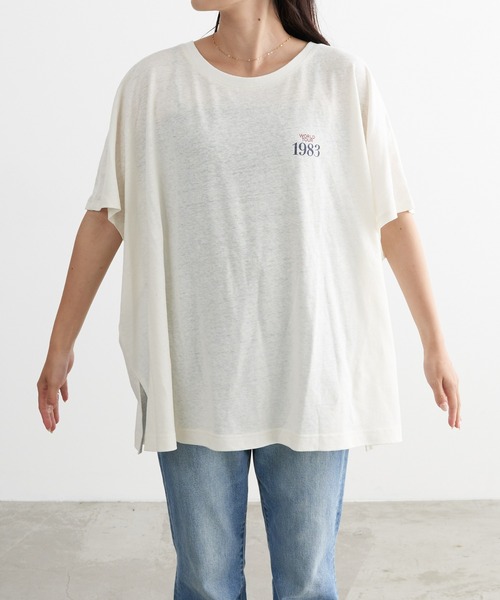 CIAOPANIC TYPY（チャオパニックティピー）の「綿麻バックプリントBIGTEE（Tシャツ/カットソー・レディース・チャコールグレー/オフホワイト/ピンク・ONE SIZE）」の20枚目の写真