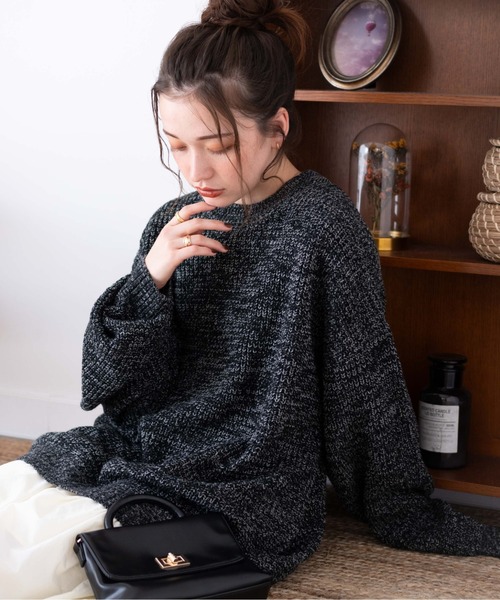 WEGO（ウィゴー）の「WEGO/ルーズフィットプルオーバー（ニット/セーター・メンズ・ブラック系その他/アイボリー/ダークグレー/ダークオレンジ・MEDIUM/LARGE）」の3枚目の写真