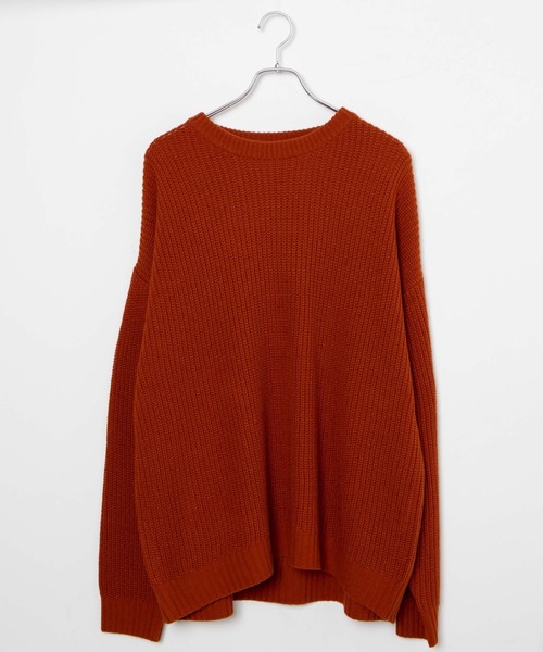 WEGO（ウィゴー）の「WEGO/ルーズフィットプルオーバー（ニット/セーター・メンズ・ブラック系その他/アイボリー/ダークグレー/ダークオレンジ・MEDIUM/LARGE）」の7枚目の写真