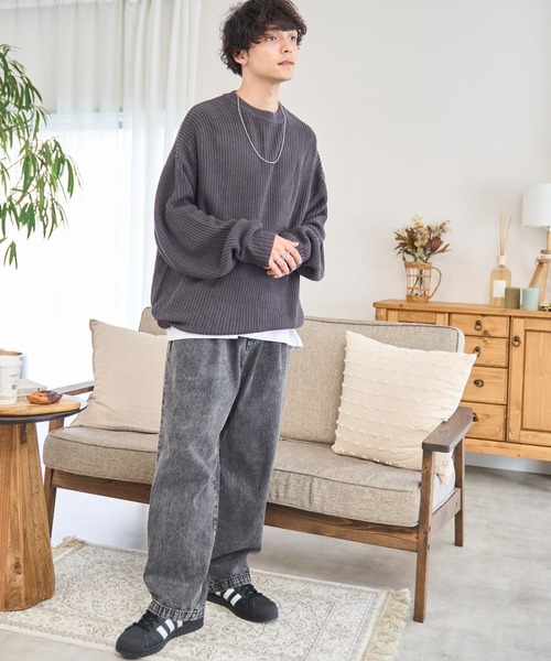 WEGO（ウィゴー）の「WEGO/ルーズフィットプルオーバー（ニット/セーター・メンズ・ブラック系その他/アイボリー/ダークグレー/ダークオレンジ・MEDIUM/LARGE）」の17枚目の写真