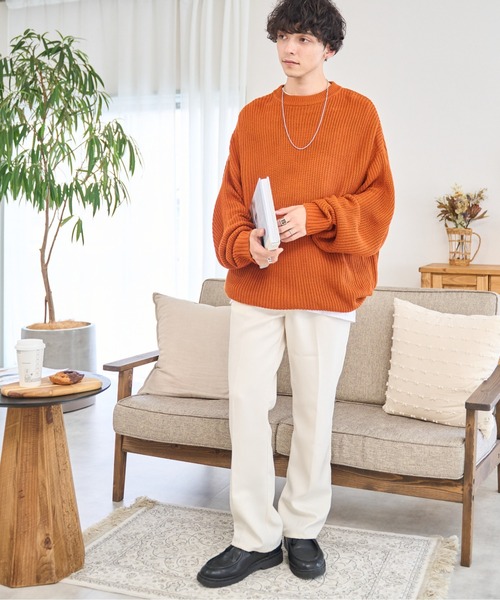 WEGO（ウィゴー）の「WEGO/ルーズフィットプルオーバー（ニット/セーター・メンズ・ブラック系その他/アイボリー/ダークグレー/ダークオレンジ・MEDIUM/LARGE）」の18枚目の写真