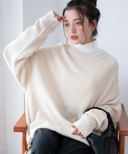 WEGO（ウィゴー）の「WEGO/ルーズフィットプルオーバー（ニット/セーター・メンズ・ブラック系その他/アイボリー/ダークグレー/ダークオレンジ・MEDIUM/LARGE）」の13枚目の写真