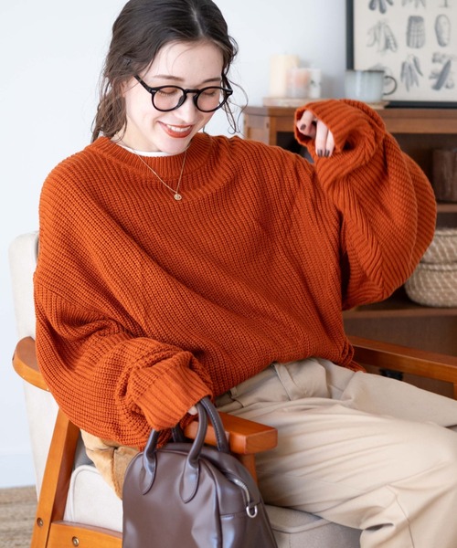 WEGO（ウィゴー）の「WEGO/ルーズフィットプルオーバー（ニット/セーター・メンズ・ブラック系その他/アイボリー/ダークグレー/ダークオレンジ・MEDIUM/LARGE）」の15枚目の写真