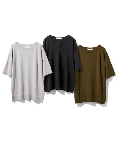 IEDIT（イディット）の「ＩＥＤＩＴ　Ｔシャツライクに着たい　接触冷感が心地よいシャリ感シンプルニット（ニット/セーター・レディース・ライトグレー/カーキ/ブラック・SMALL/MEDIUM/LARGE/X-LARGE/XX-LARGE/XXX-LARGE）」の10枚目の写真