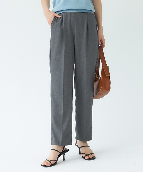 coca（coca）（コカ）の「セットアップ対応リネンタッチテーパードパンツ（スラックス・レディース・ネイビー/グレー・M/L）」の2枚目の写真