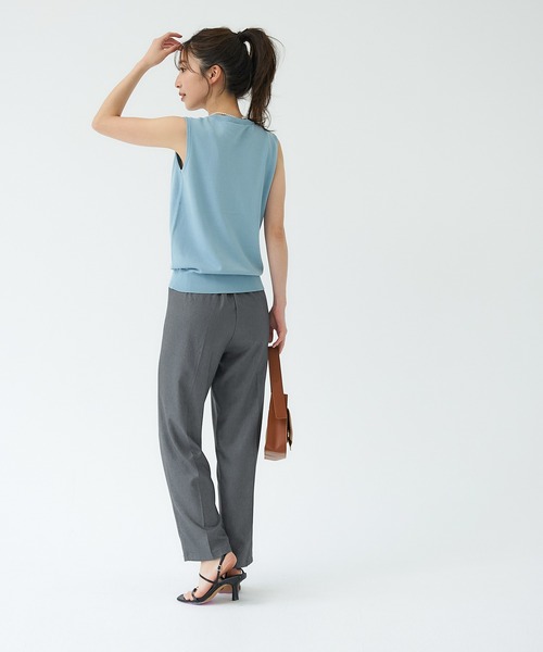 coca（coca）（コカ）の「セットアップ対応リネンタッチテーパードパンツ（スラックス・レディース・ネイビー/グレー・M/L）」の4枚目の写真