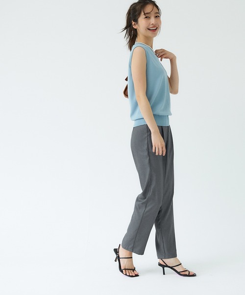 coca（coca）（コカ）の「セットアップ対応リネンタッチテーパードパンツ（スラックス・レディース・ネイビー/グレー・M/L）」の5枚目の写真