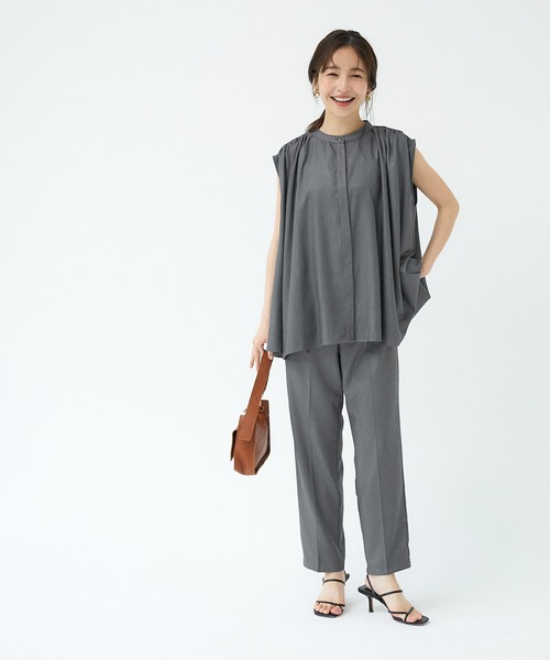 coca（coca）（コカ）の「セットアップ対応リネンタッチテーパードパンツ（スラックス・レディース・ネイビー/グレー・M/L）」の8枚目の写真