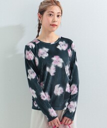 Ray BEAMS | Ray BEAMS / ベロア フラワー プリント Tシャツ(Tシャツ/カットソー)