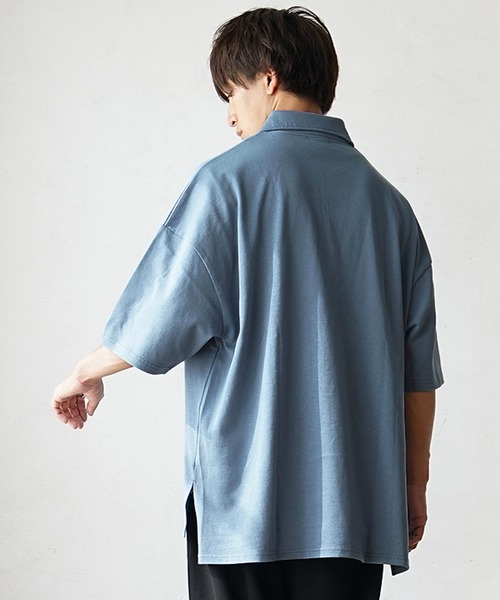 MinoriTY（マイノリティ）の「【MinoriTY】ヘビーウエイトハーフジップポロシャツ 半袖Tシャツ メンズ コットン素材 オーバーサイズ ルーズシルエット 夏服（ポロシャツ・メンズ・ブルー/パープル/ホワイト・L/M/S）」の14枚目の写真