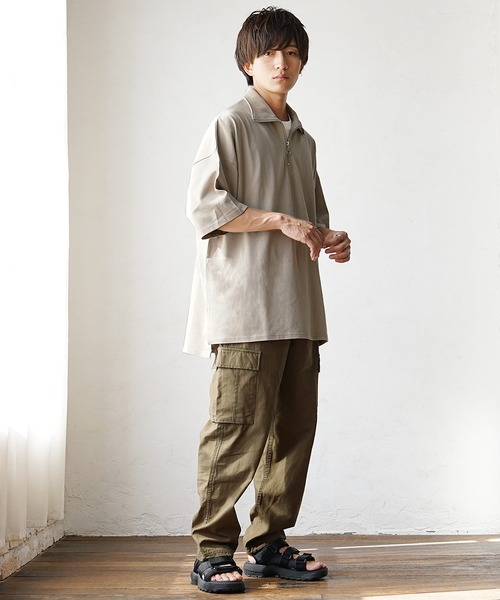 MinoriTY（マイノリティ）の「【MinoriTY】ヘビーウエイトハーフジップポロシャツ 半袖Tシャツ メンズ コットン素材 オーバーサイズ ルーズシルエット 夏服（ポロシャツ・メンズ・ブルー/パープル/ホワイト・L/M/S）」の9枚目の写真