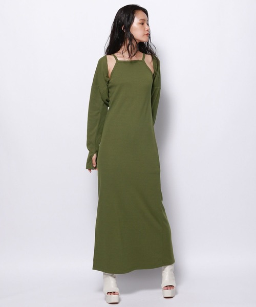 FOREVER 21(フォーエバー トゥエンティーワン)の「【セットアイテム】ボレロセットキャミリブワンピース(ワンピース・レディース・ブラック/グリーン・SMALL/MEDIUM/LARGE)」の5枚目の写真