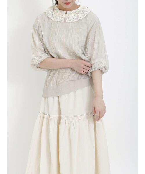 Samansa Mos2（サマンサ モスモス）の「前後着シアーニットカーディガン（カーディガン/ボレロ・レディース・モカ/ブラック/ベージュ・F）」の3枚目の写真