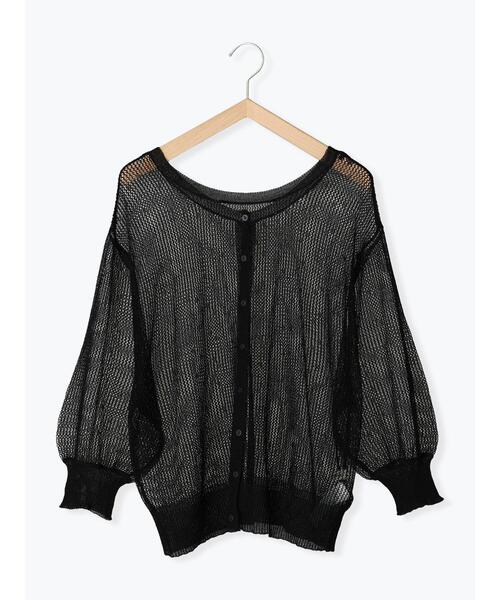 Samansa Mos2（サマンサ モスモス）の「前後着シアーニットカーディガン（カーディガン/ボレロ・レディース・モカ/ブラック/ベージュ・F）」の2枚目の写真