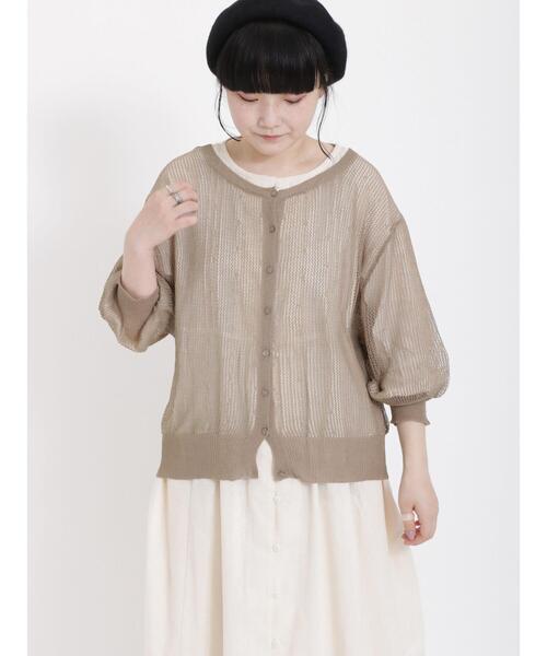 Samansa Mos2（サマンサ モスモス）の「前後着シアーニットカーディガン（カーディガン/ボレロ・レディース・モカ/ブラック/ベージュ・F）」の4枚目の写真