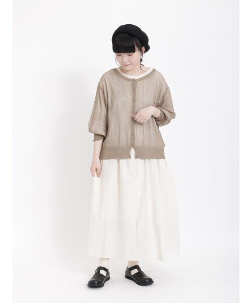 Samansa Mos2（サマンサ モスモス）の「前後着シアーニットカーディガン（カーディガン/ボレロ・レディース・モカ/ブラック/ベージュ・F）」の7枚目の写真