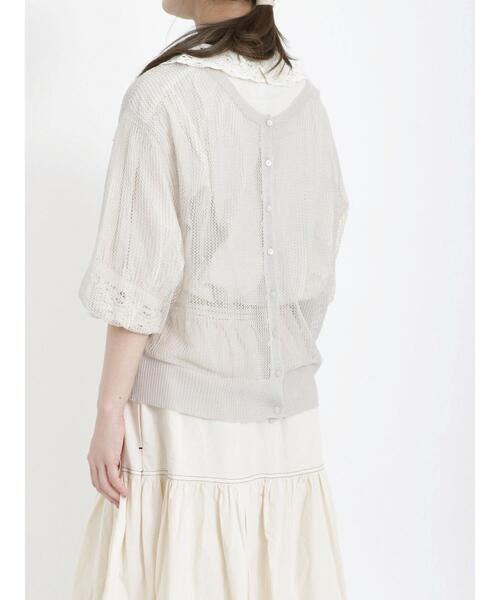 Samansa Mos2（サマンサ モスモス）の「前後着シアーニットカーディガン（カーディガン/ボレロ・レディース・モカ/ブラック/ベージュ・F）」の9枚目の写真