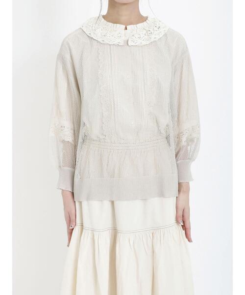 Samansa Mos2（サマンサ モスモス）の「前後着シアーニットカーディガン（カーディガン/ボレロ・レディース・モカ/ブラック/ベージュ・F）」の12枚目の写真