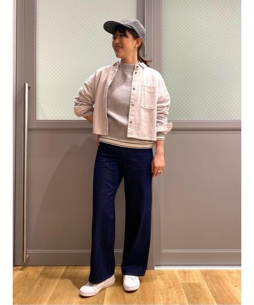 human woman(ヒューマンウーマン)の「◆オーガニック綿天竺長袖ボーダーTシャツ(Tシャツ/カットソー・レディース・ダークインディゴブルー・MEDIUM/LARGE)」の10枚目の写真
