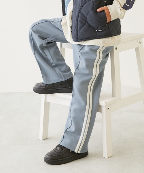 devirock（デビロック）の「【セットアップ可能】サイドライン ワイドパンツ（スウェットパンツ・キッズ・バイオレット/アイボリー/ブラック/グリーン/ネイビー/グレー/ピンク系3/ブルー系/ダークブラウン・100cm/110cm/120cm/130cm/140cm/150cm/160cm）」の7枚目の写真