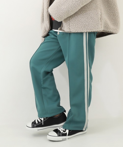 devirock（デビロック）の「【セットアップ可能】サイドライン ワイドパンツ（スウェットパンツ・キッズ・バイオレット/アイボリー/ブラック/グリーン/ネイビー/グレー/ピンク系3/ブルー系/ダークブラウン・100cm/110cm/120cm/130cm/140cm/150cm/160cm）」の5枚目の写真