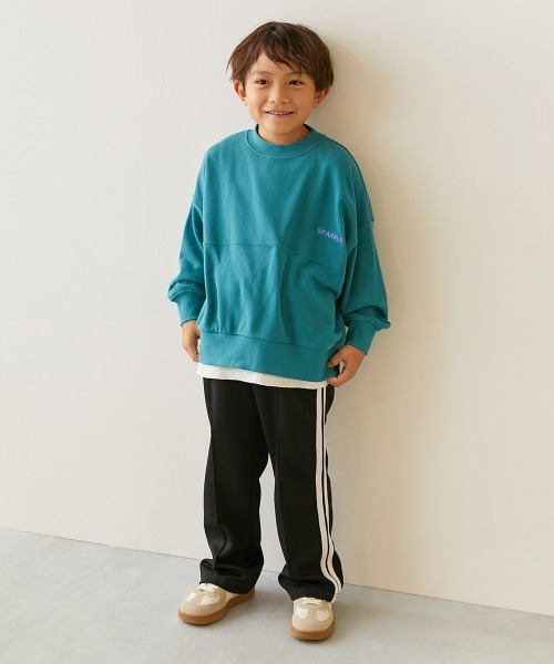 devirock（デビロック）の「【セットアップ可能】サイドライン ワイドパンツ（スウェットパンツ・キッズ・バイオレット/アイボリー/ブラック/グリーン/ネイビー/グレー/ピンク系3/ブルー系/ダークブラウン・100cm/110cm/120cm/130cm/140cm/150cm/160cm）」の10枚目の写真