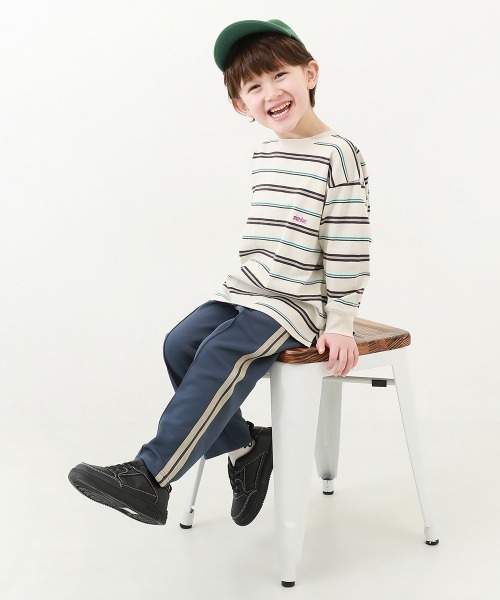 devirock（デビロック）の「【セットアップ可能】サイドライン ワイドパンツ（スウェットパンツ・キッズ・バイオレット/アイボリー/ブラック/グリーン/ネイビー/グレー/ピンク系3/ブルー系/ダークブラウン・100cm/110cm/120cm/130cm/140cm/150cm/160cm）」の11枚目の写真