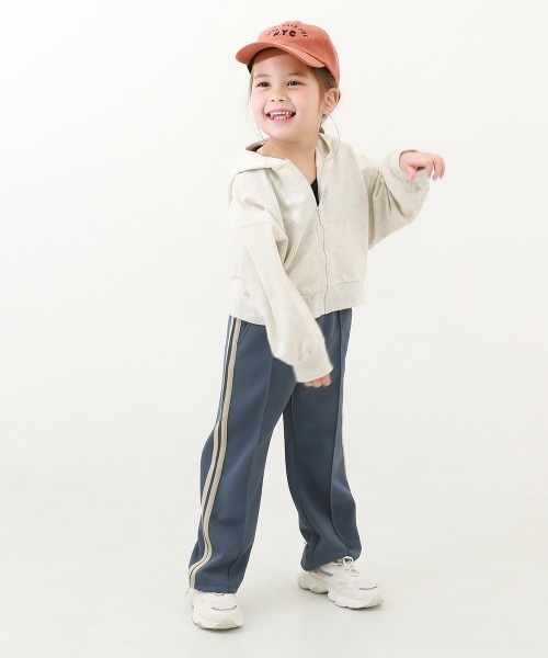 devirock（デビロック）の「【セットアップ可能】サイドライン ワイドパンツ（スウェットパンツ・キッズ・バイオレット/アイボリー/ブラック/グリーン/ネイビー/グレー/ピンク系3/ブルー系/ダークブラウン・100cm/110cm/120cm/130cm/140cm/150cm/160cm）」の12枚目の写真