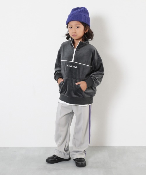 devirock（デビロック）の「【セットアップ可能】サイドライン ワイドパンツ（スウェットパンツ・キッズ・バイオレット/アイボリー/ブラック/グリーン/ネイビー/グレー/ピンク系3/ブルー系/ダークブラウン・100cm/110cm/120cm/130cm/140cm/150cm/160cm）」の13枚目の写真