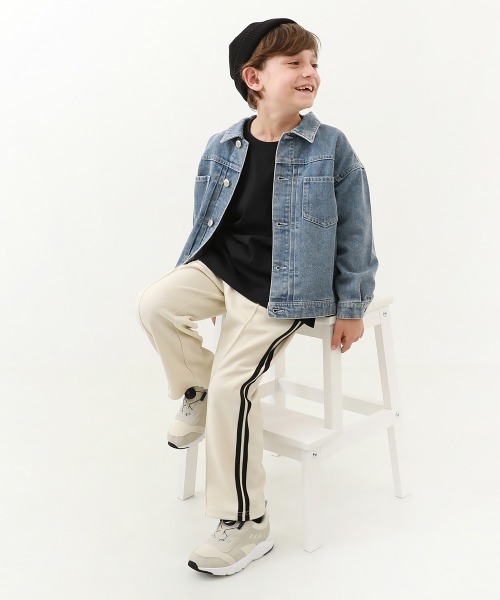 devirock（デビロック）の「【セットアップ可能】サイドライン ワイドパンツ（スウェットパンツ・キッズ・バイオレット/アイボリー/ブラック/グリーン/ネイビー/グレー/ピンク系3/ブルー系/ダークブラウン・100cm/110cm/120cm/130cm/140cm/150cm/160cm）」の14枚目の写真