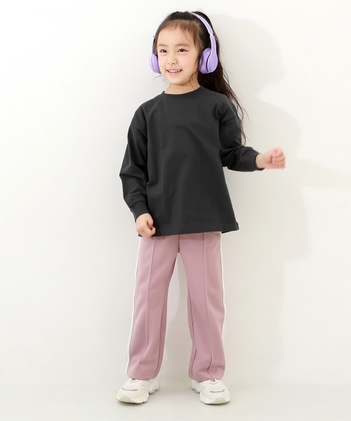 devirock（デビロック）の「【セットアップ可能】サイドライン ワイドパンツ（スウェットパンツ・キッズ・バイオレット/アイボリー/ブラック/グリーン/ネイビー/グレー/ピンク系3/ブルー系/ダークブラウン・100cm/110cm/120cm/130cm/140cm/150cm/160cm）」の17枚目の写真