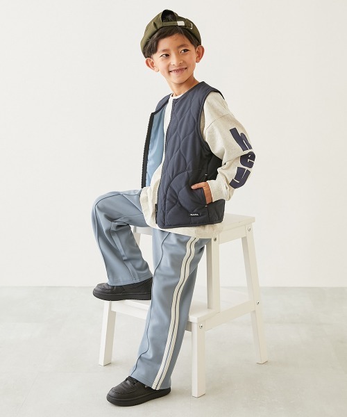 devirock（デビロック）の「【セットアップ可能】サイドライン ワイドパンツ（スウェットパンツ・キッズ・バイオレット/アイボリー/ブラック/グリーン/ネイビー/グレー/ピンク系3/ブルー系/ダークブラウン・100cm/110cm/120cm/130cm/140cm/150cm/160cm）」の18枚目の写真