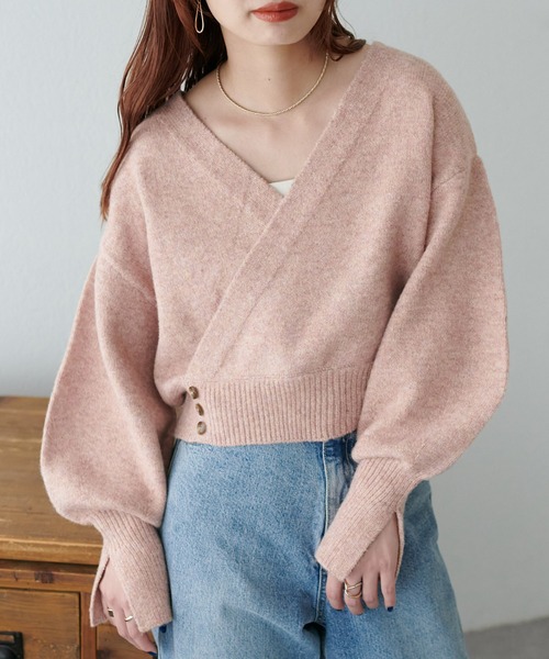 セール】【WEB限定】メランジカシュクールプルオーバー（ニット