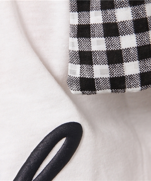 WEGO（ウィゴー）の「WEGO/肩開きリボンTシャツ（Tシャツ/カットソー・レディース・グレー系その他/オフホワイト/ネイビー・FREE）」の9枚目の写真