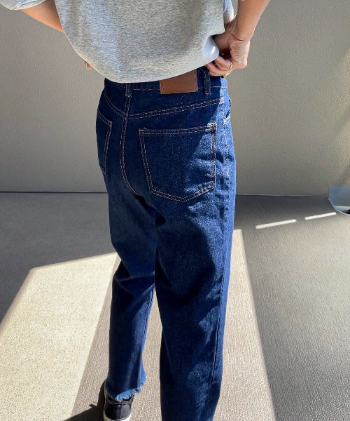 feepur by saya（フェピュールバイサヤ）の「【XSサイズあり/セットアップ可】パッチ付きテーパードデニム（デニムパンツ・レディース・グレー/ブルー/ブラック/ネイビー・X-SMALL/SMALL/MEDIUM）」の14枚目の写真