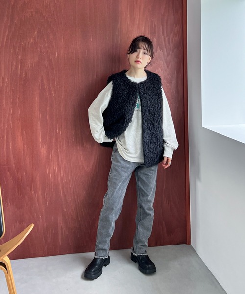 XSサイズあり/セットアップ可】パッチ付きテーパードデニム（デニム