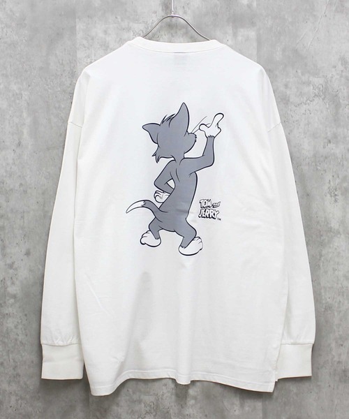 Tom＆Jerry（トムアンドジェリー）の「TOM&JERRY　トム＆ジェリー　BIG　長袖Tシャツ（Tシャツ/カットソー・メンズ・オフホワイト/杢グレー/チャコール/ホワイト系/ダークグリーン/パープル/ブラック/ベージュ/ホワイト系1/ホワイト系2/グレー系/ブラック系/ネイビー/オレンジ/ベージュ系/ダークグリーン系・M/XL/L）」の3枚目の写真