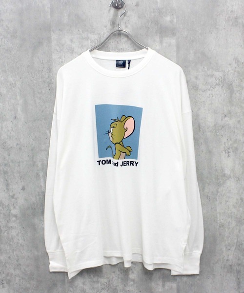 Tom＆Jerry（トムアンドジェリー）の「TOM&JERRY　トム＆ジェリー　BIG　長袖Tシャツ（Tシャツ/カットソー・メンズ・オフホワイト/杢グレー/チャコール/ホワイト系/ダークグリーン/パープル/ブラック/ベージュ/ホワイト系1/ホワイト系2/グレー系/ブラック系/ネイビー/オレンジ/ベージュ系/ダークグリーン系・M/XL/L）」の4枚目の写真