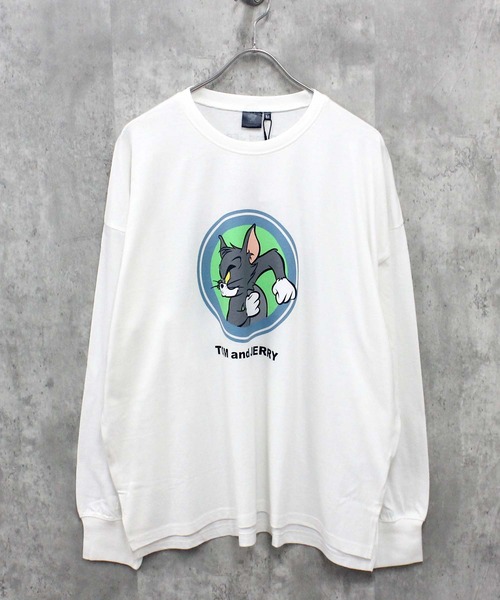 Tom＆Jerry（トムアンドジェリー）の「TOM&JERRY　トム＆ジェリー　BIG　長袖Tシャツ（Tシャツ/カットソー・メンズ・オフホワイト/杢グレー/チャコール/ホワイト系/ダークグリーン/パープル/ブラック/ベージュ/ホワイト系1/ホワイト系2/グレー系/ブラック系/ネイビー/オレンジ/ベージュ系/ダークグリーン系・M/XL/L）」の5枚目の写真
