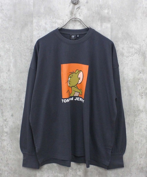 Tom＆Jerry（トムアンドジェリー）の「TOM&JERRY　トム＆ジェリー　BIG　長袖Tシャツ（Tシャツ/カットソー・メンズ・オフホワイト/杢グレー/チャコール/ホワイト系/ダークグリーン/パープル/ブラック/ベージュ/ホワイト系1/ホワイト系2/グレー系/ブラック系/ネイビー/オレンジ/ベージュ系/ダークグリーン系・M/XL/L）」の10枚目の写真