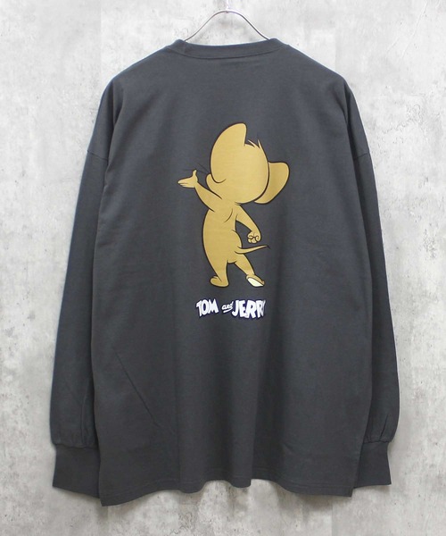 Tom＆Jerry（トムアンドジェリー）の「TOM&JERRY　トム＆ジェリー　BIG　長袖Tシャツ（Tシャツ/カットソー・メンズ・オフホワイト/杢グレー/チャコール/ホワイト系/ダークグリーン/パープル/ブラック/ベージュ/ホワイト系1/ホワイト系2/グレー系/ブラック系/ネイビー/オレンジ/ベージュ系/ダークグリーン系・M/XL/L）」の9枚目の写真