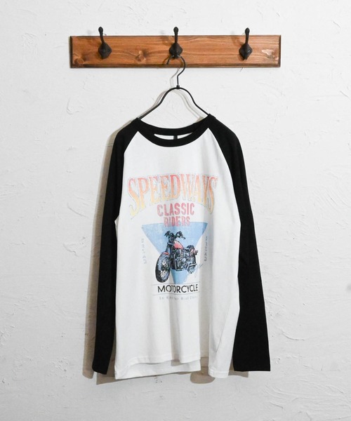 Anytime Songs(エニータイムソングス)の「16/天竺ラグラン プリントTシャツ (SPEEDWAYS)(Tシャツ/カットソー・メンズ・アッシュ/ホワイト/ベージュ・X-LARGE/LARGE/MEDIUM)」の10枚目の写真