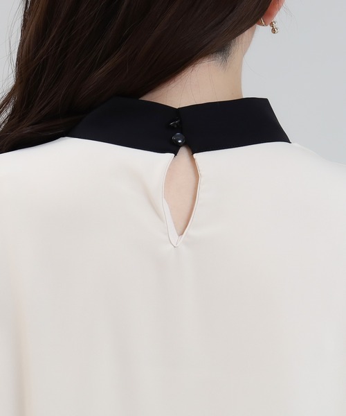 ASTORIA ODIER（アストリアオディール）の「パール＆金具使いボウタイブラウス（シャツ/ブラウス・レディース・ブルーグリーン/ホワイト/ホワイト×ブラック/ベージュ/ピンクベージュ/ラベンダー/チャコールグレー・MEDIUM/LARGE/SMALL）」の17枚目の写真