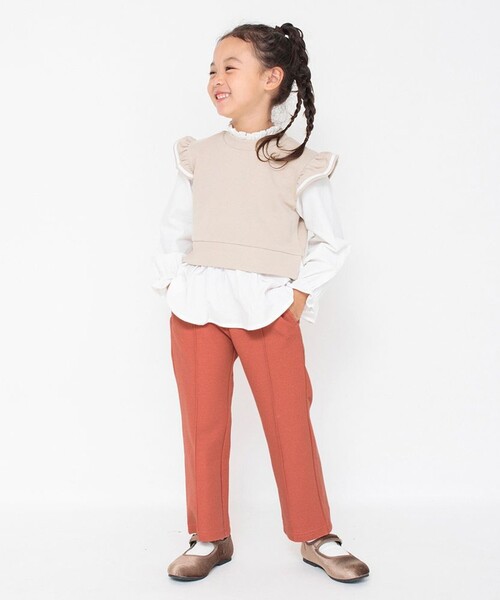 BRANSHES（ブランシェス）の「センタープレス風ロングパンツ（その他パンツ・キッズ・マスタード/ブラック/オレンジ・140/130/150/120/100/90/110）」の7枚目の写真