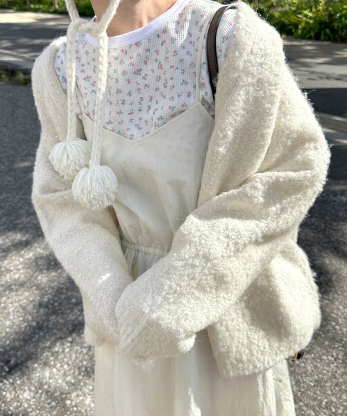 w closet - 【新品タグ付き】【匿名配送】ダブルクローゼット　ブークレ起毛ロングカーディガン w closet（ダブルクローゼット）の「【お気に入り数3.2万人突破
