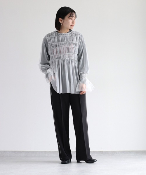 cepo(セポ)の「シャーリングチュールブラウス(シャツ/ブラウス・レディース・オフホワイト/ブラック・M)」の10枚目の写真