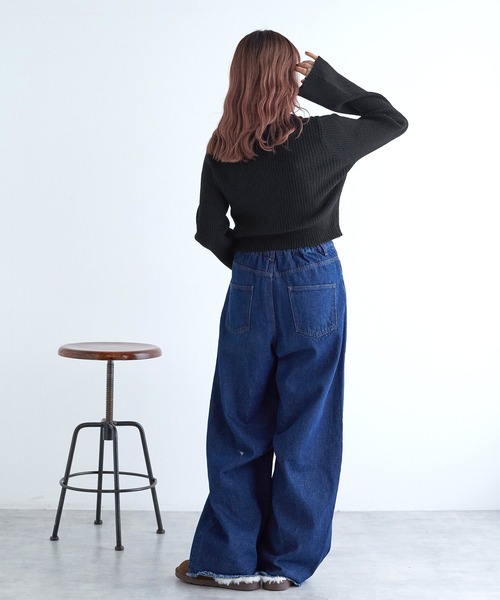 w closet（ダブルクローゼット）の「リブハイネックZIPカーディガン（その他トップス・レディース・オフホワイト/ブラック/サックスブルー/ゴールド・FREE）」の16枚目の写真